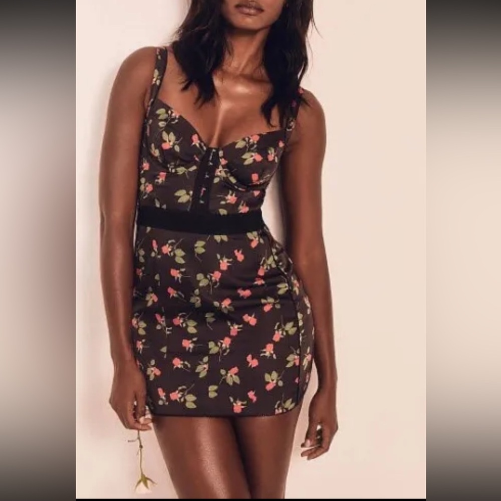 For Love & Lemons Black Rose Corset Dress